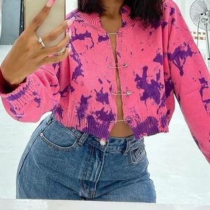 Happy Days Tie Dye Cropped Cardigan Sweater